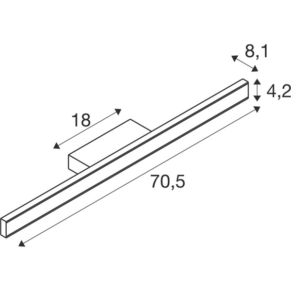 SLV 1008082 One Linear 70 WL up/down LED wand opbouwarmatuur 14W 927+930 2700K+3000K wit 120° dimbaar